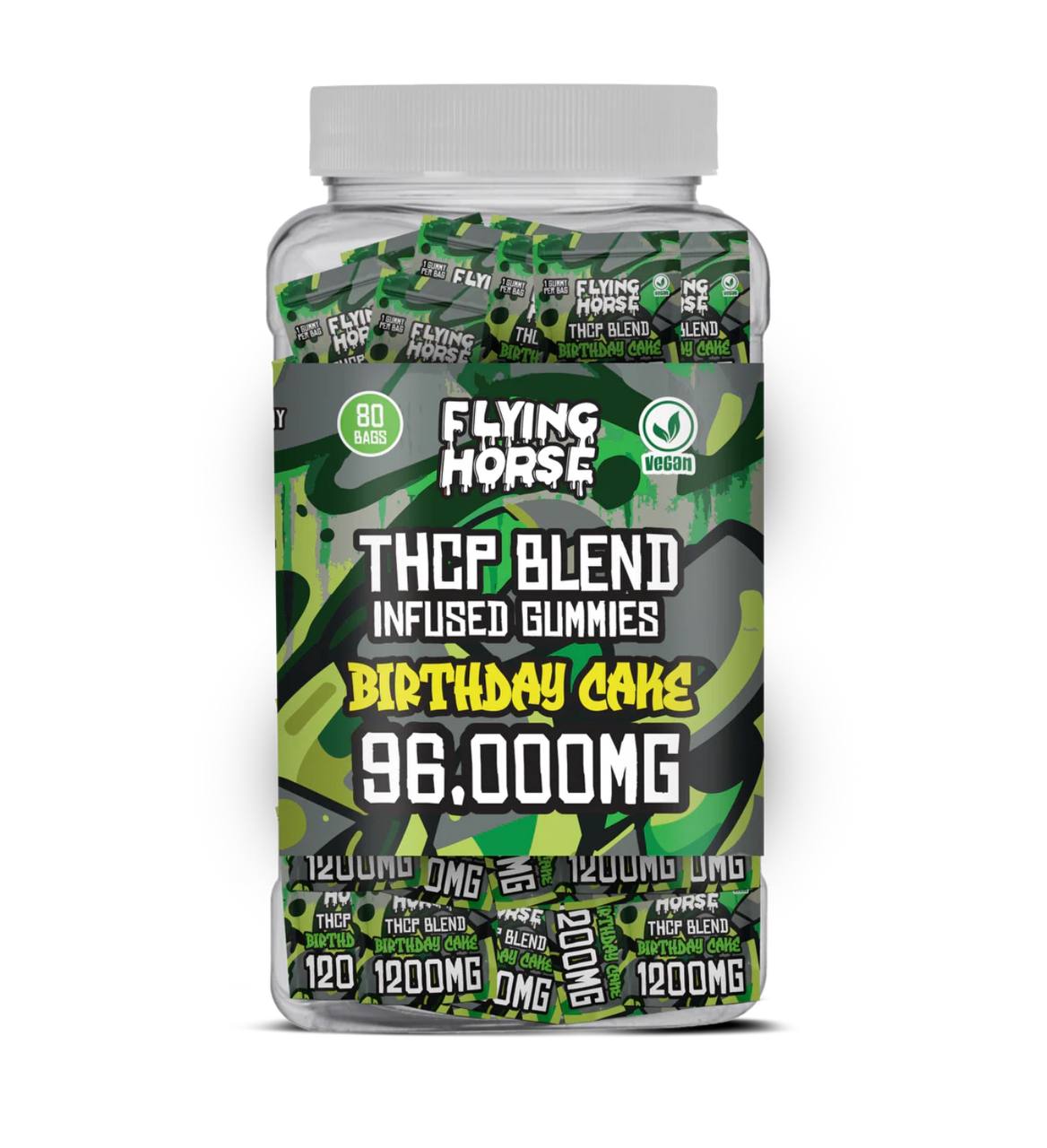 FLYING HORSE THCP BLEND INFUSED GUMMIES 96000MG 80CT/JAR